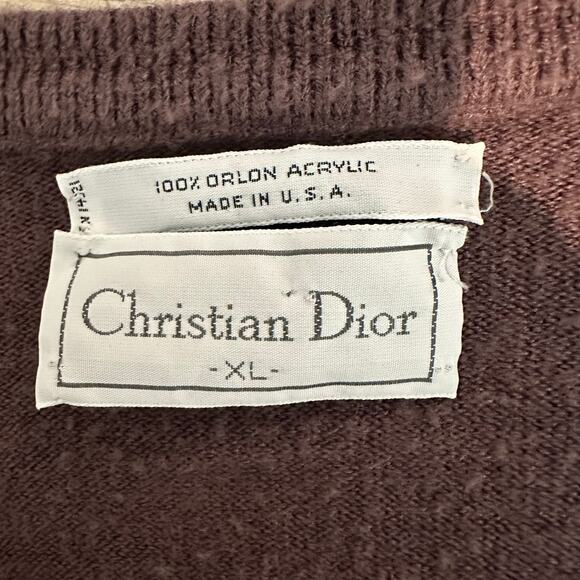 Christian Dior Vintage V-Neck Pullover Sweater Gray Brown XL - Picture 2 of 8